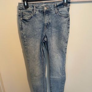 distressed blue jeans
